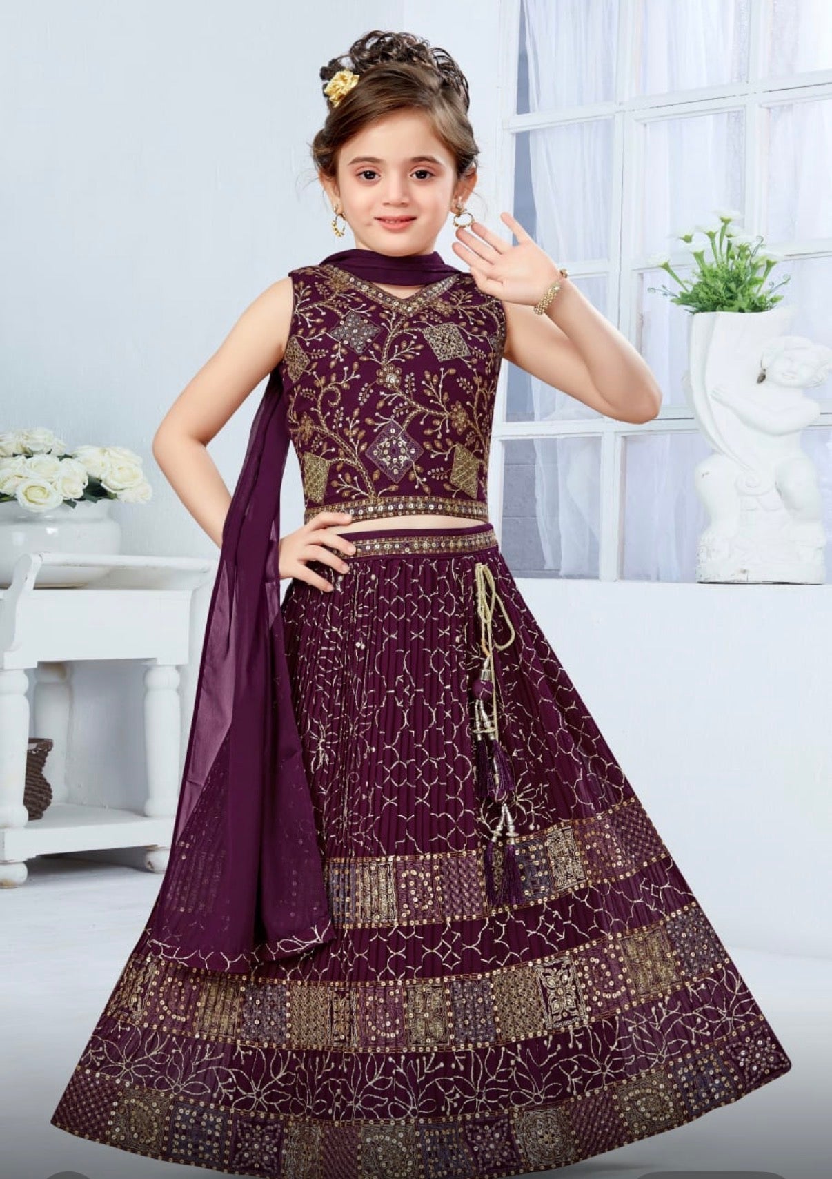 Purple Shade Lehenga Choli – Indian Traditional Attire for Girls, Festival & Celebration Wear, Design GRL - 1985