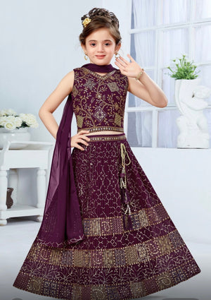 Purple Shade Lehenga Choli – Indian Traditional Attire for Girls, Festival & Celebration Wear, Design GRL - 1985