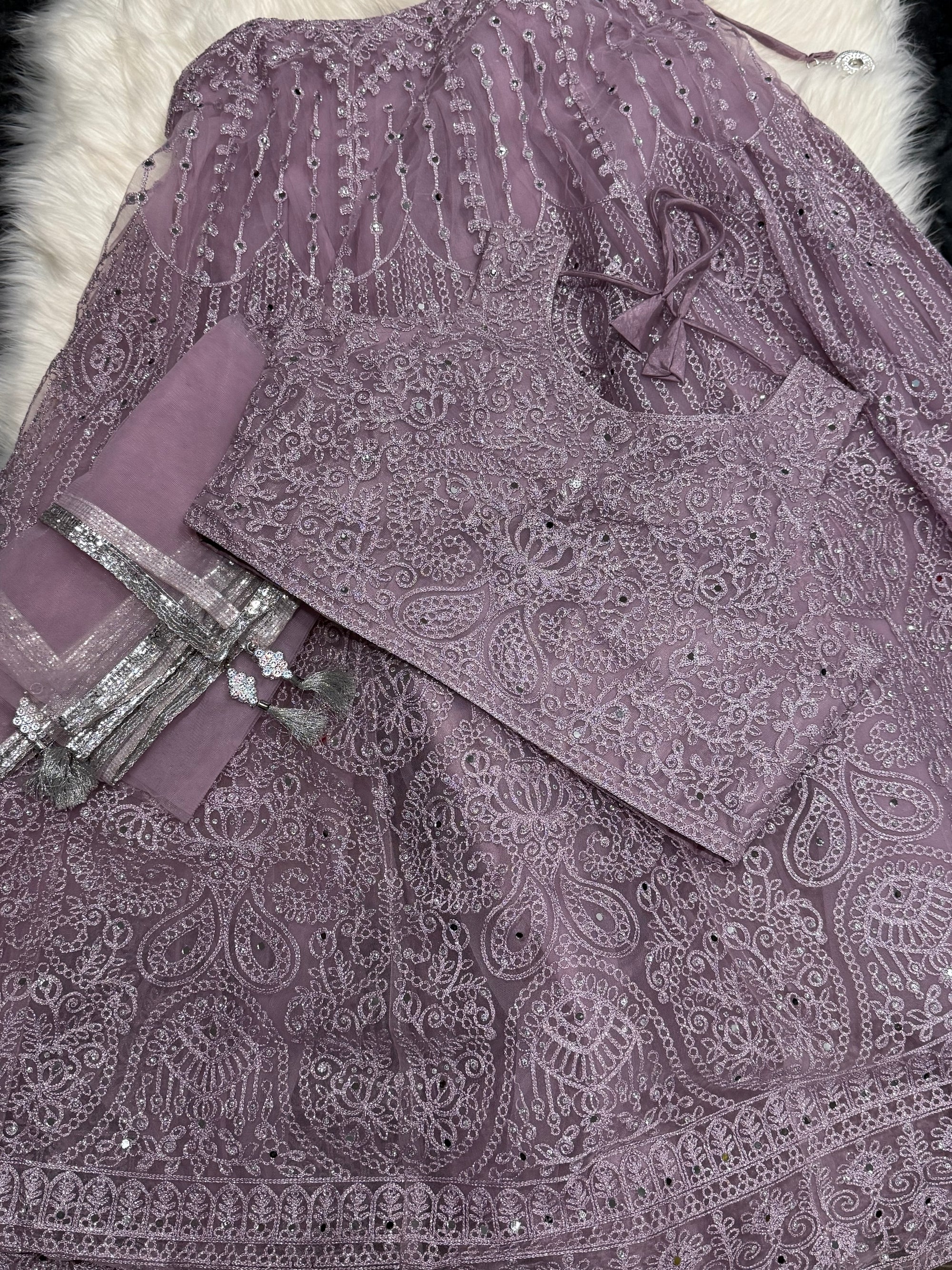 Light Purple Shade Embroidery & Sequins Lehenga Choli 3 Pieces Ethnic Wear for Girls, Design LHG - 1949