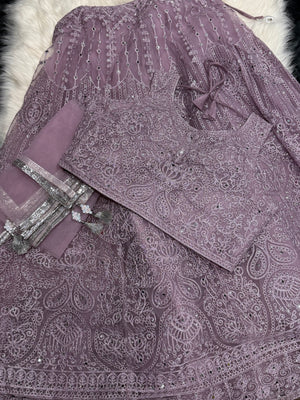 Light Purple Shade Embroidery & Sequins Lehenga Choli 3 Pieces Ethnic Wear for Girls, Design LHG - 1949