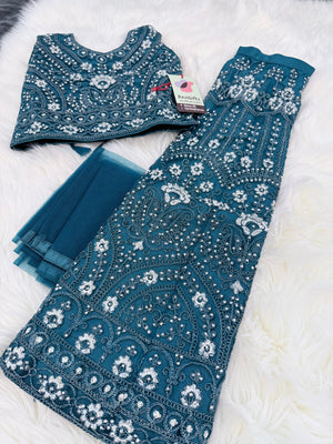 Blue Shade Stone Studded Lehenga Choli for Girls – Indian Traditional Festive, Wedding & Celebration Wear, Design GRL - 1999