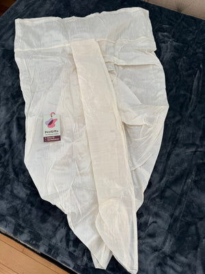 Men’s Ready-to-Wear Silk Blend Dhoti – Off-White Traditional Indian Dhoti, Plain or Gold Border, Wedding & Pooja Wear, KP - 301