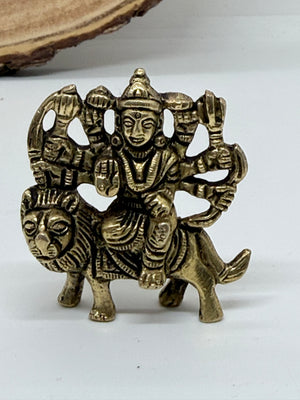 Brass Durga Maa Idol on Lion | 2 inch idol Murti for Home & Office.  GS8 -3044
