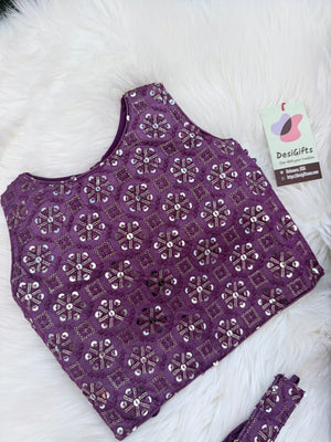 Readymade Saree  in Orchid Purple Shade for Girls with sequins Blouse, Indian Ethnic Outfit, GRL -3028