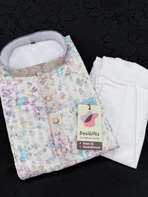 Men’s Multishade Traditional Kurta Pajama Set – Premium Viscose Rayon Embroidery with Print & Sequin Work | Wedding & Party Wear | KPS-2030