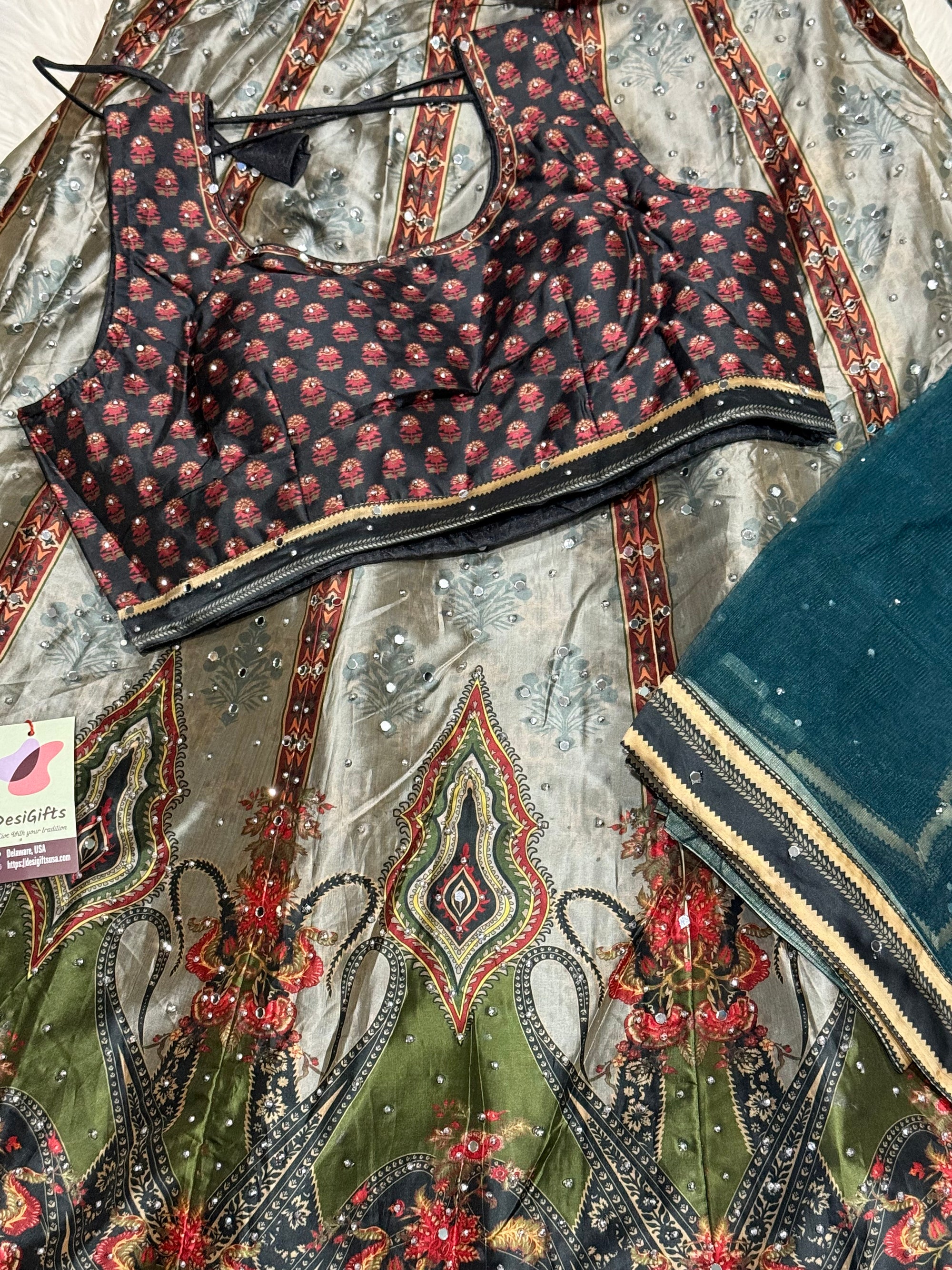 Graceful Gray Heavy Embroidery & Sequins Lehenga Choli 3 Pieces Ethnic Wear for Girls, Design LHG - 1878