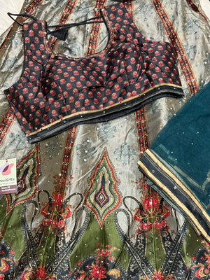 Graceful Gray Heavy Embroidery & Sequins Lehenga Choli 3 Pieces Ethnic Wear for Girls, Design LHG - 1878