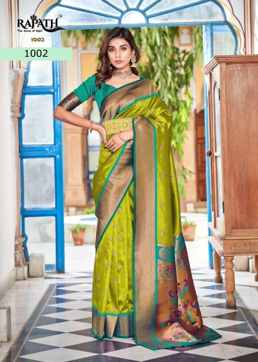 Soft Peshawari Paithani Silk Saree With Stitched Blouse and complete fall & Peeco , SAREE - 1621