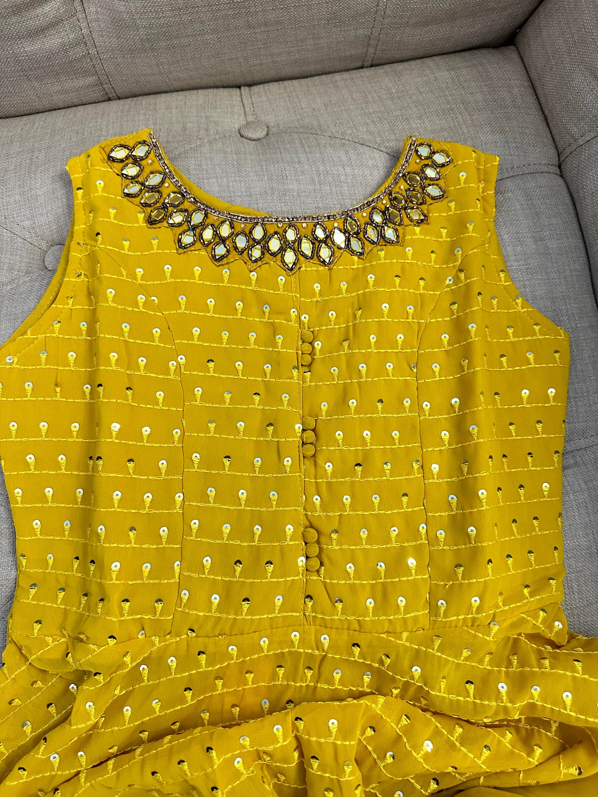 Glamorous Mustard Yellow Georgette Sharara Suit Dress, GRL #1003