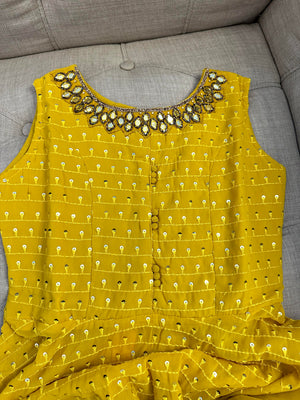 Glamorous Mustard Yellow Georgette Sharara Suit Dress, GRL #1003