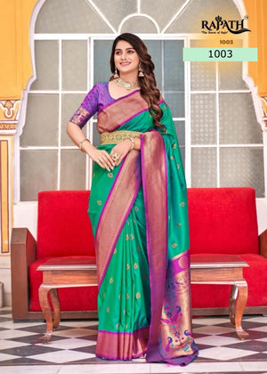 Soft Peshawari Paithani Silk Saree With Stitched Blouse and complete fall & Peeco , SAREE - 1621