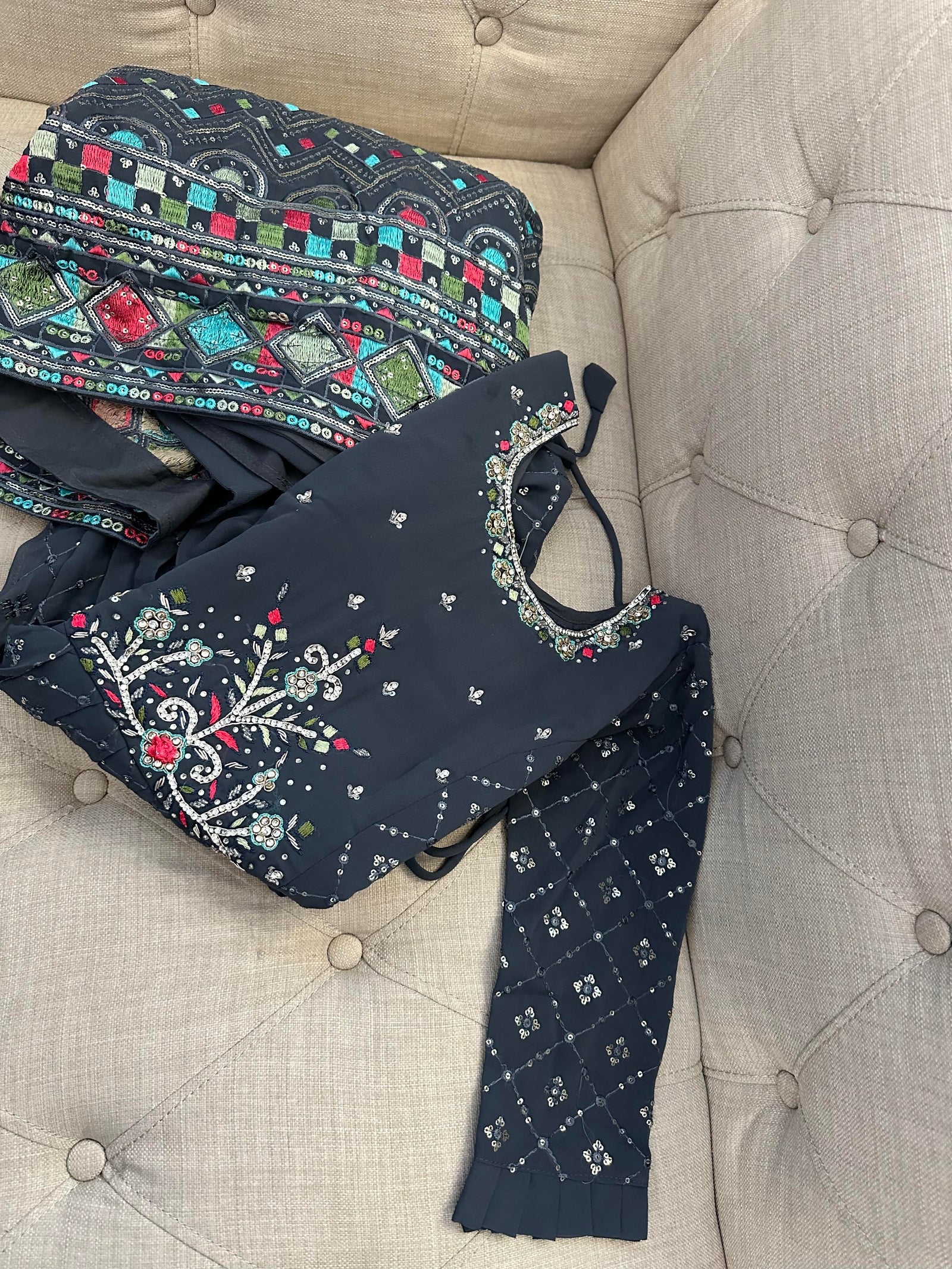 Gray Shade Girl's Beautiful Dress with Intricate Work, Design GRL # 1005