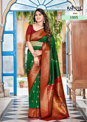 Soft Peshawari Paithani Silk Saree With Stitched Blouse and complete fall & Peeco , SAREE - 1621