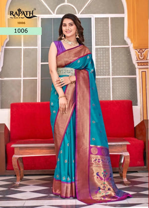 Soft Peshawari Paithani Silk Saree With Stitched Blouse and complete fall & Peeco , SAREE - 1621