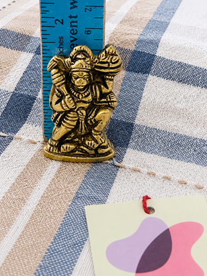 Brass Hanuman Carrying Sanjeevani Parvat – Approx. 2" Mini Pooja Idol for Home & Car, HM-106