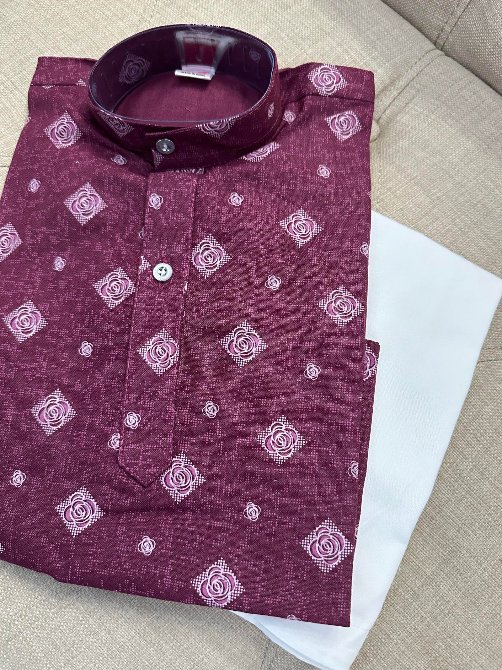 Mulberry Maroon Boy's Cotton Silk Kurta pajama - BOY-1071
