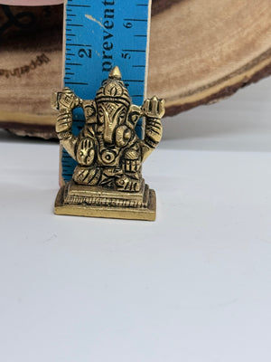 1.5" Brass Ganesha Idol | Miniature Ganesh Murti for Home, Office & Car Dashboard, GIB- 3042