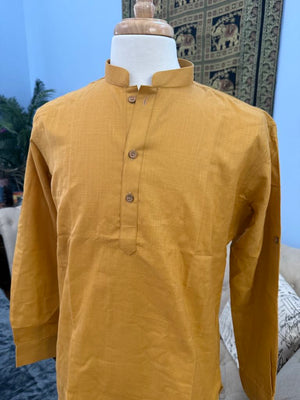 Canary Yellow Soft Cotton Short Informal Kurta -Design SK - 1082