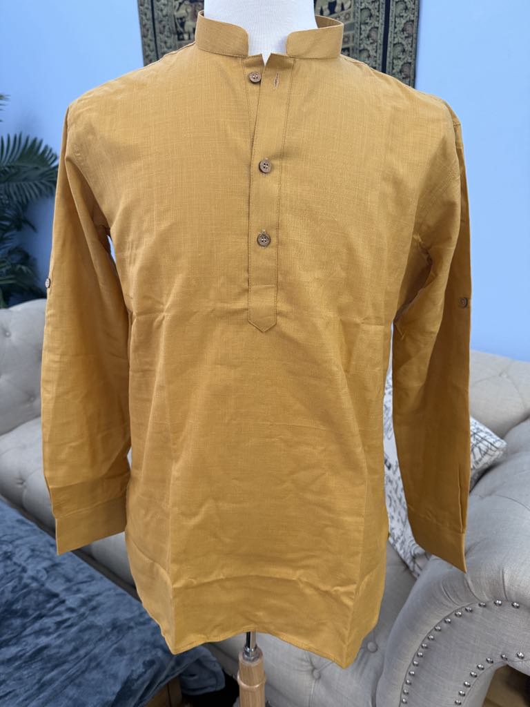 Canary Yellow Soft Cotton Short Informal Kurta -Design SK - 1082