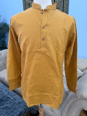 Canary Yellow Soft Cotton Short Informal Kurta -Design SK - 1082