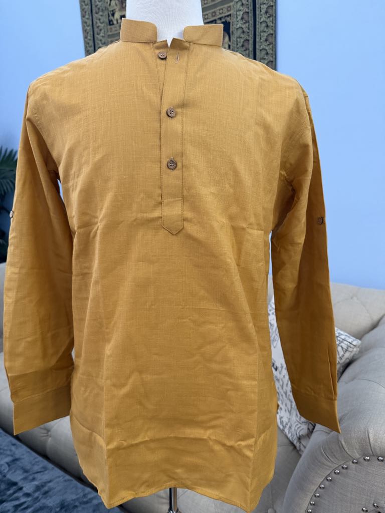 Canary Yellow Soft Cotton Short Informal Kurta -Design SK - 1082