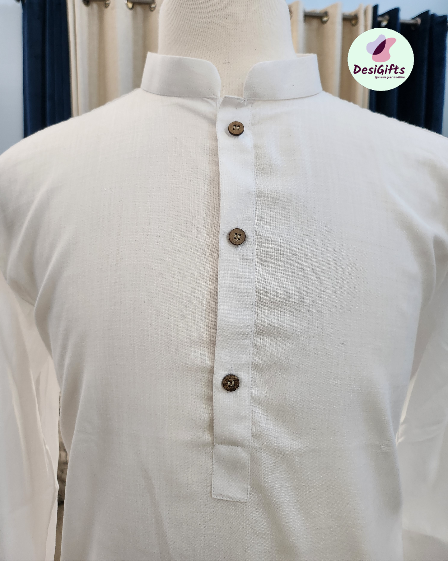 White Soft Cotton Short Informal Kurta -Design SK - 1083