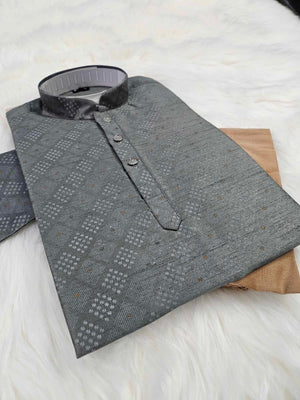Gray Shade Boy's Casual Kurta Pajama Set- BOY-1153