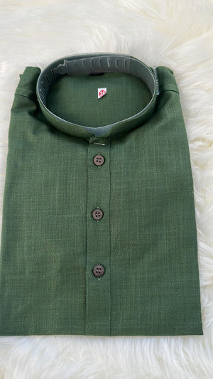 Basil Green Shade Soft Cotton Short Informal Kurta -Design SK - 1185