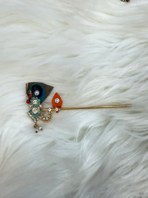 Peacock Feather Bansuri / flute, Krishna Murli / Bal Gopal Bansi, Assorted Colors, 3", RKF- 1955