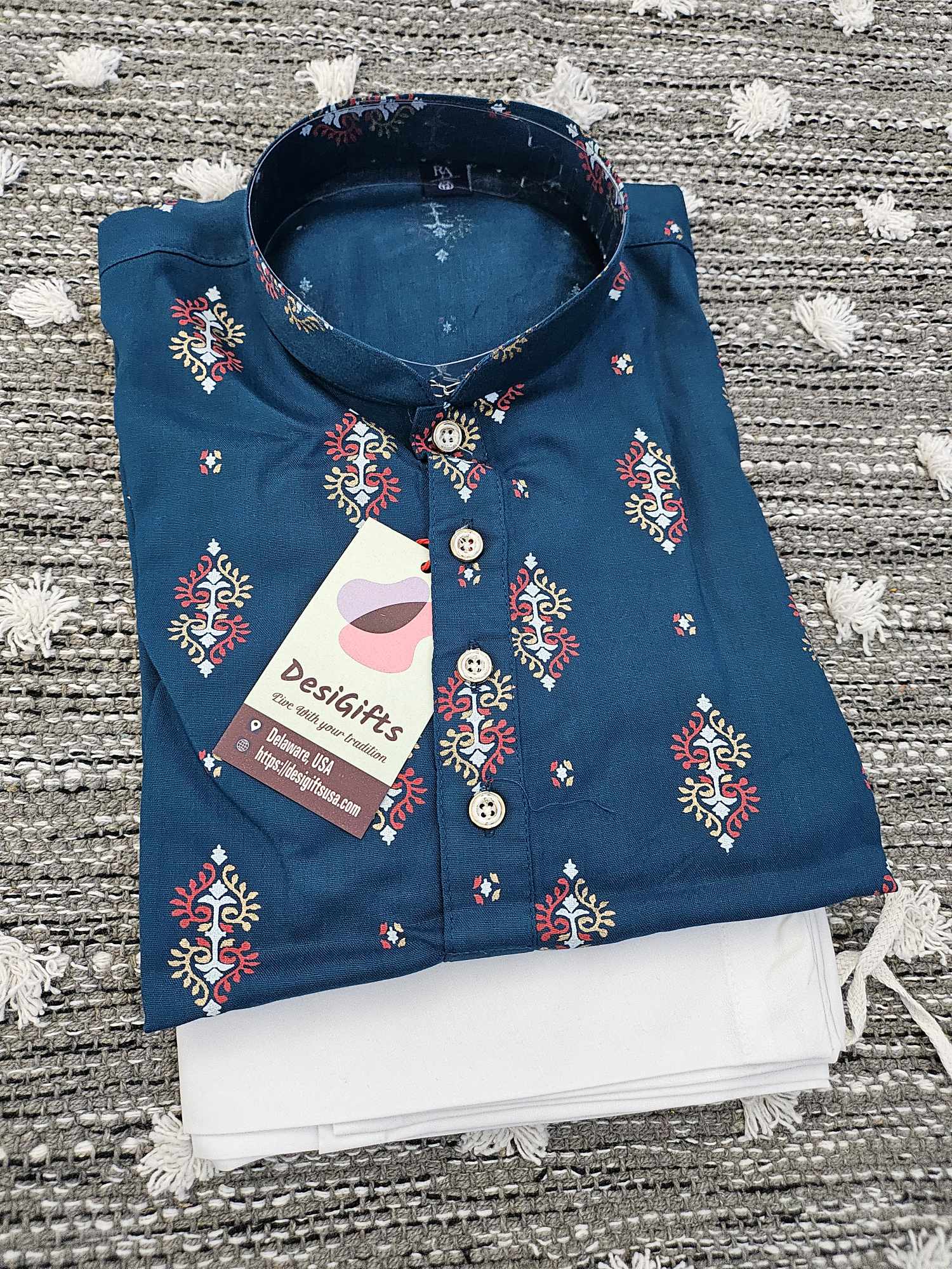 Light Cotton Mix Boy's Teal Kurta Pajama - perfect for any occasion - BOY-1245