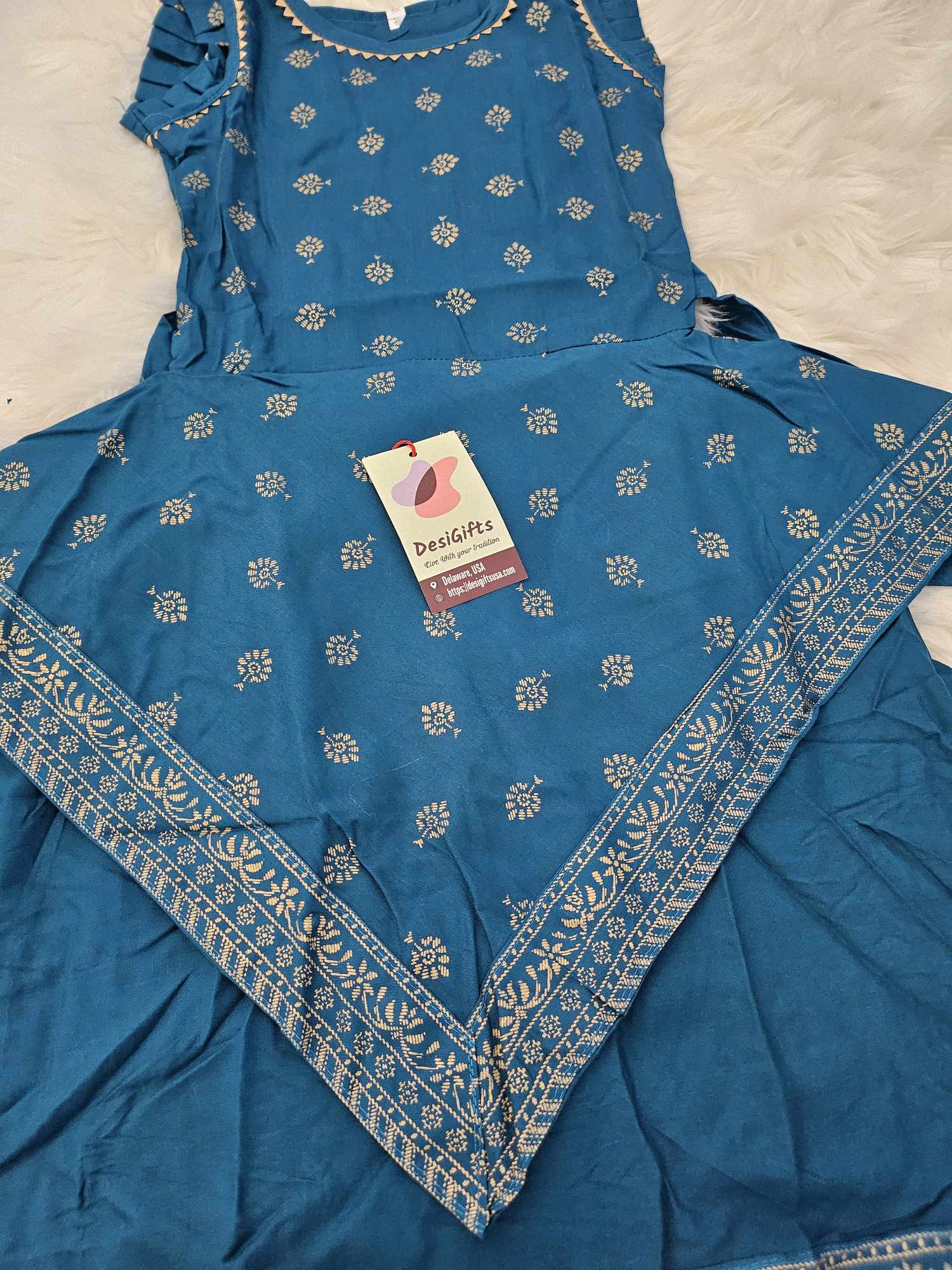 Elegant Rayon with Foil Print Indian Dress for Princess, Girl, Design GRL # 1259