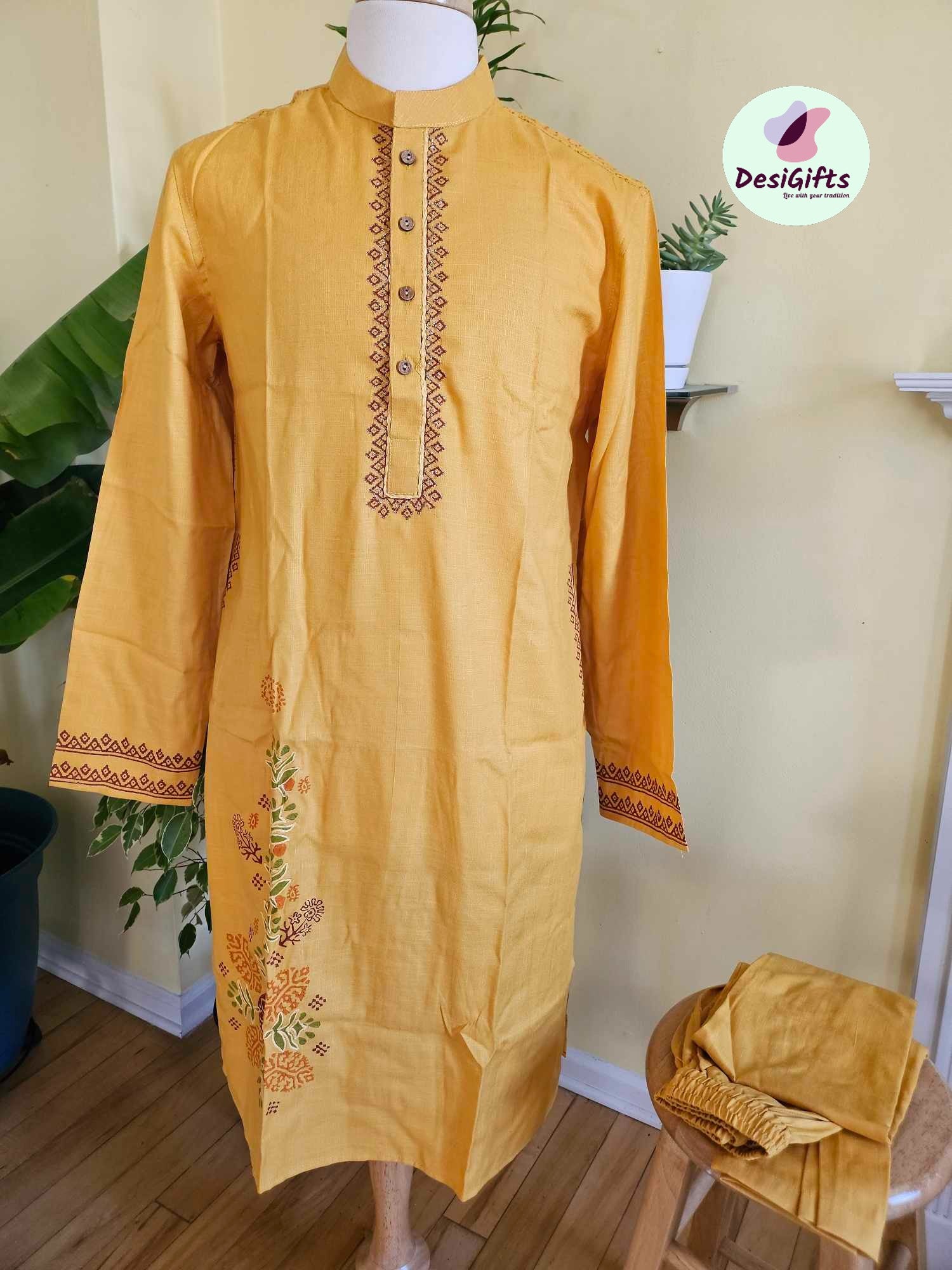 Hand Block Printed Men Kurta, Pure Cotton Kurta Pajama Set for Men, Cotton Kurta, Ethnic Party Wear Kurta, Men KPS- 1288