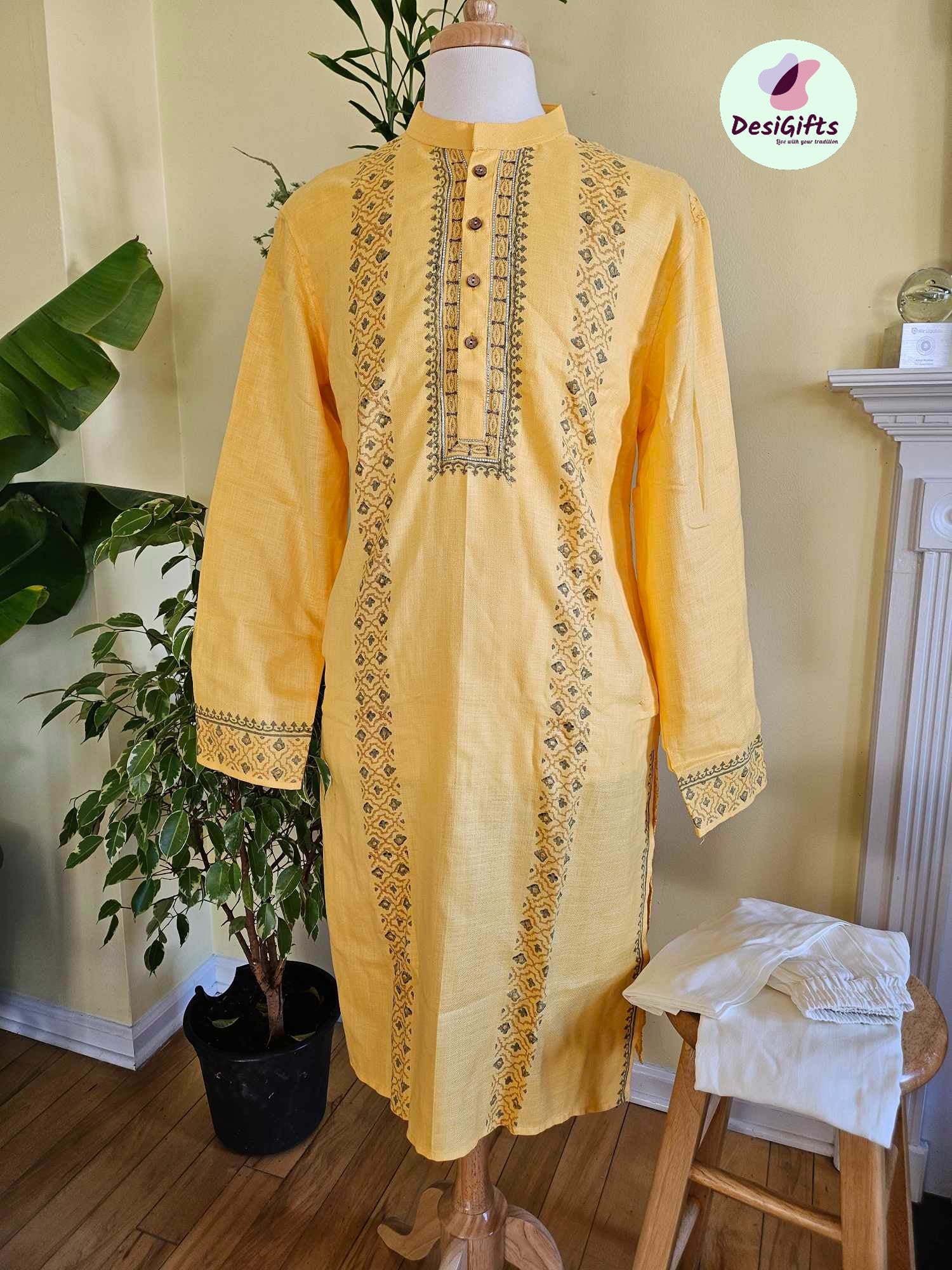 Hand Block Printed Men Kurta, Pure Cotton Kurta Pajama Set for Men, Cotton Kurta, Ethnic Party Wear Kurta, Men KPS- 1289