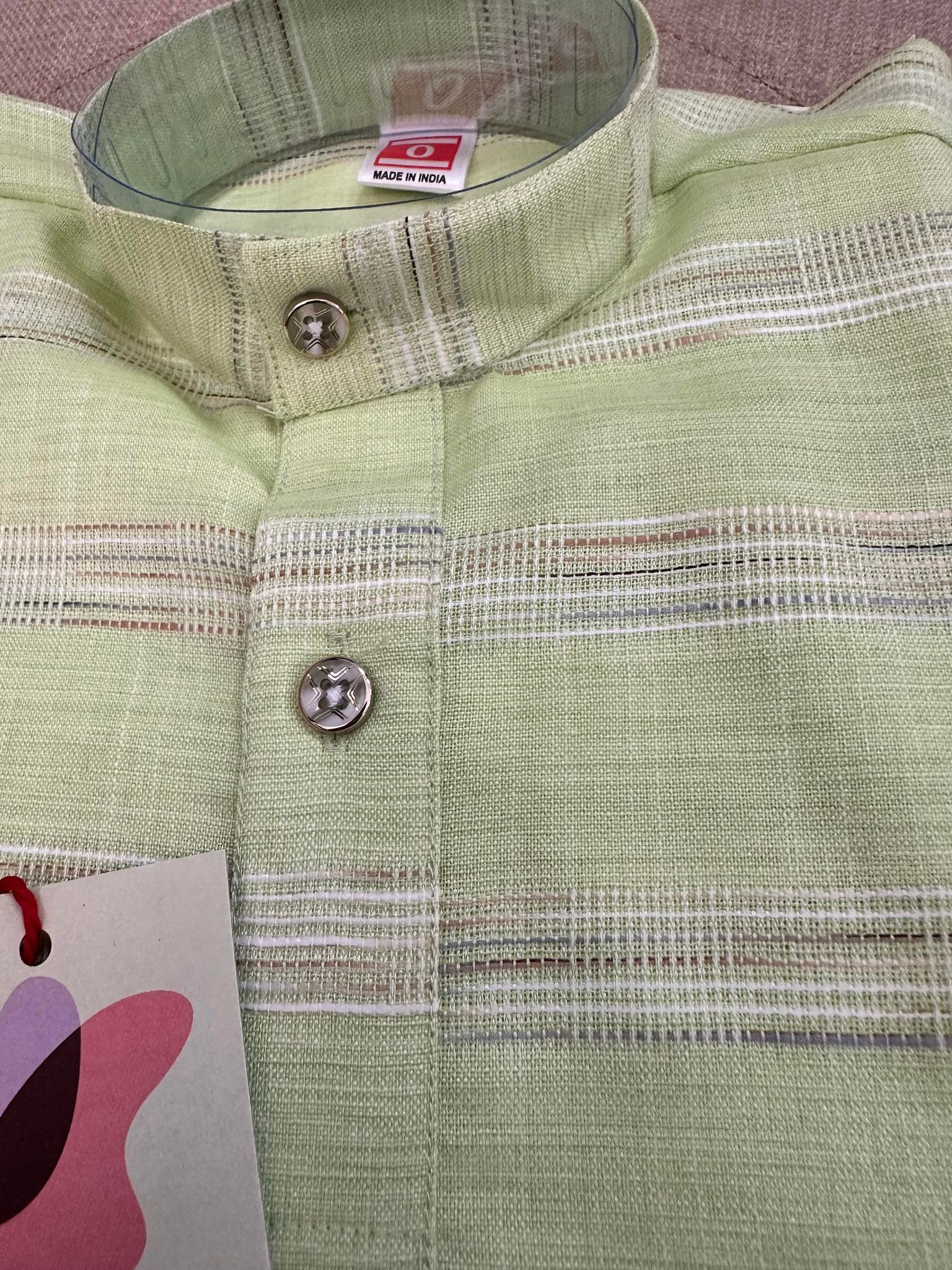 Pista Green Boy's Cotton Silk Designer Dress - Design BOY-1285