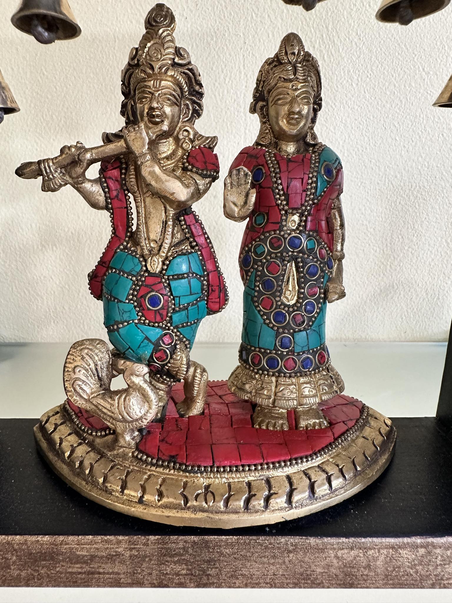 Handcrafted Radha Krishna ji in Brass In Wooden Frame, RK- 1300