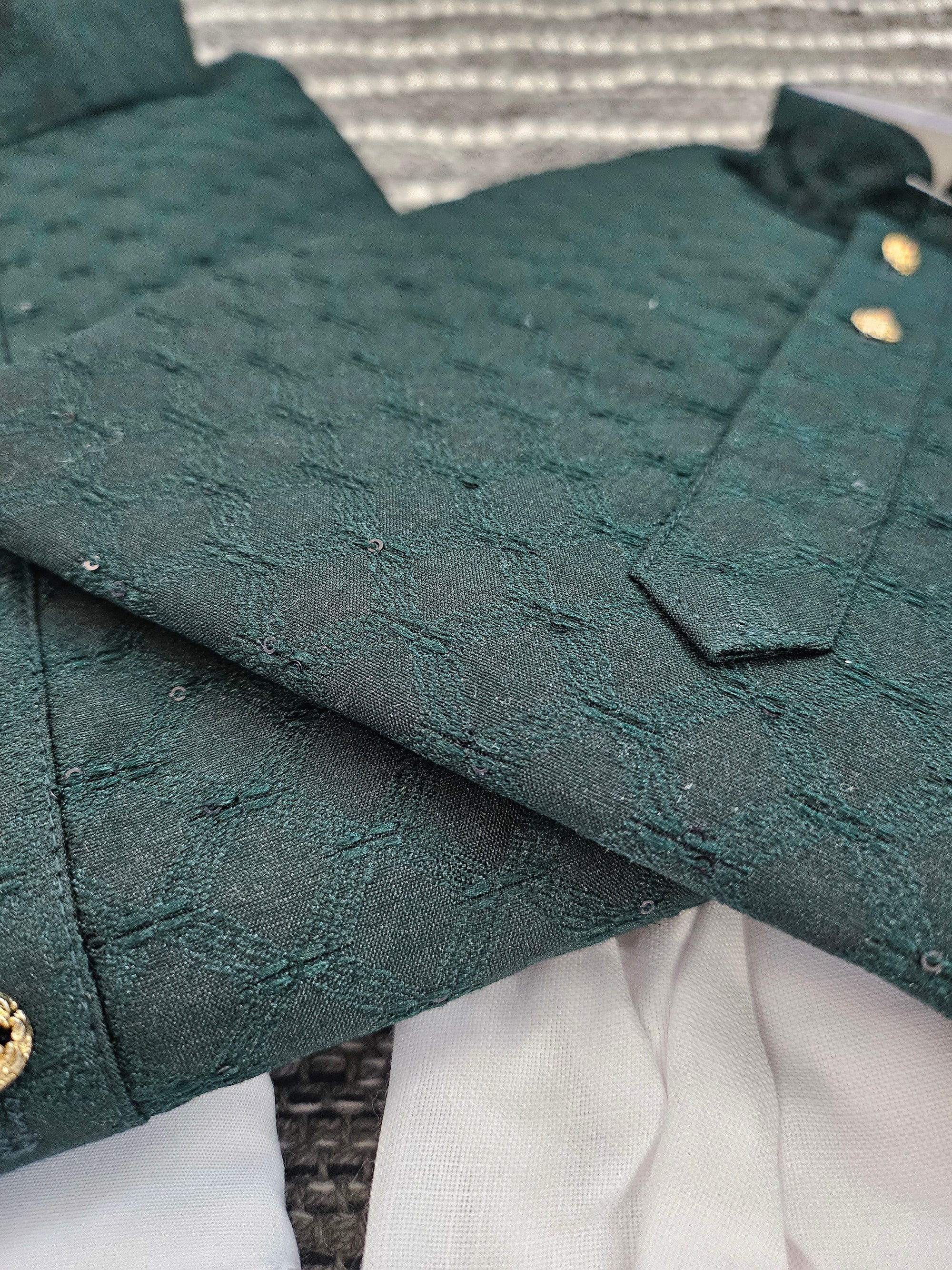 Pine Green Shade Jacquard Silk 2 Piece Kurta Pajama Set, Father & Son's Outfit, DM -1303