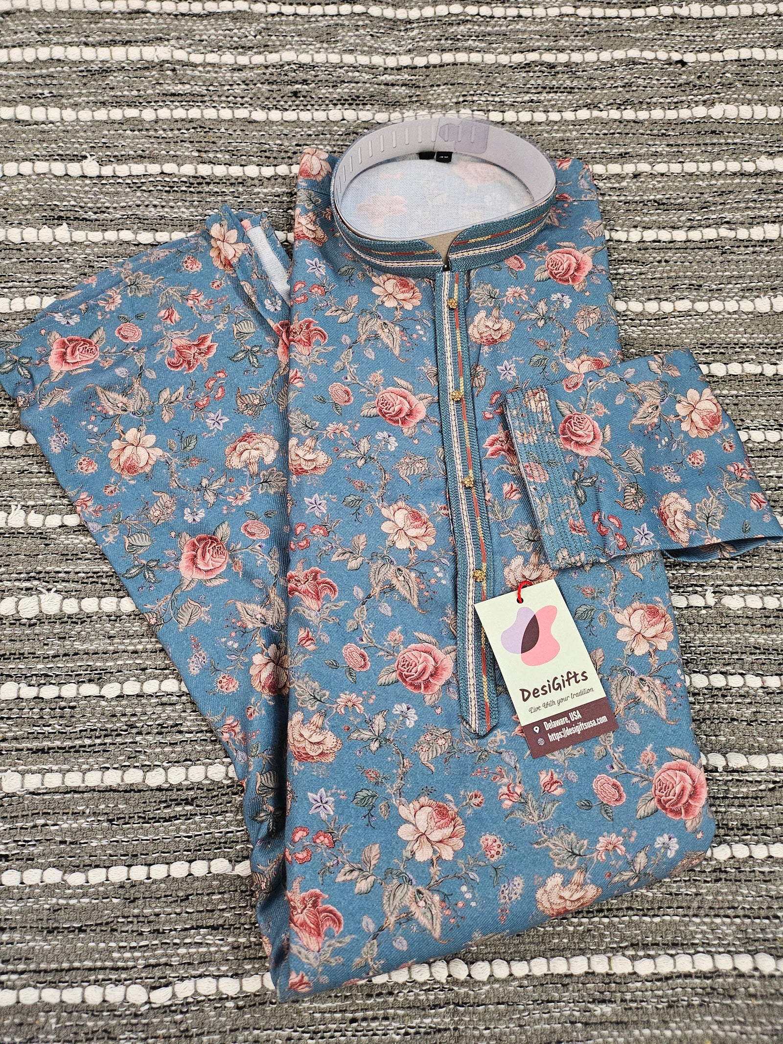 Pashmina Floral Printed Soft Cotton Kurta Pajama set, Man -1307