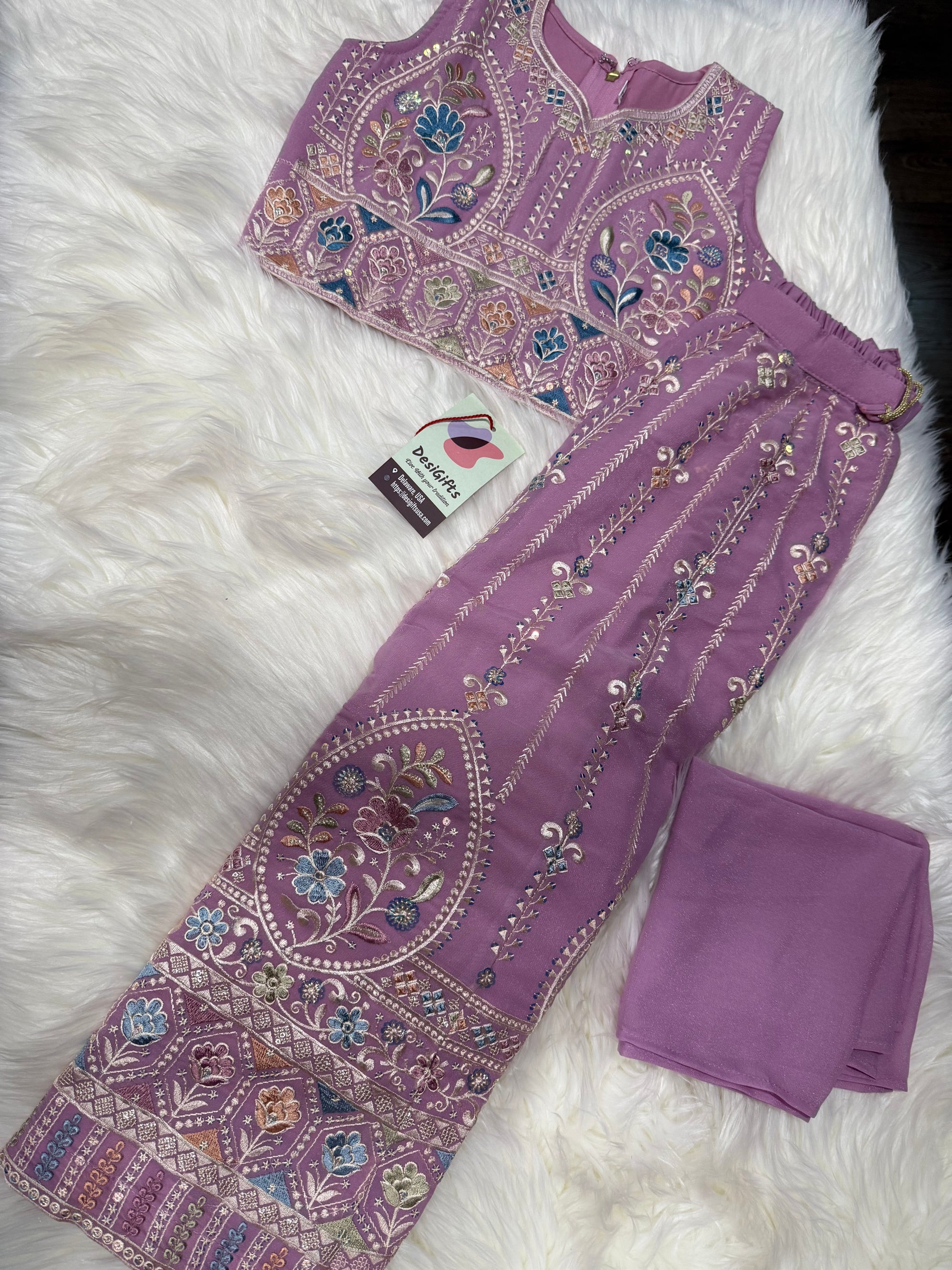 Charming Light Purple Shade Lehnga Choli, Indian traditional festive outfit for Princess, Girl Design GRL - 1945