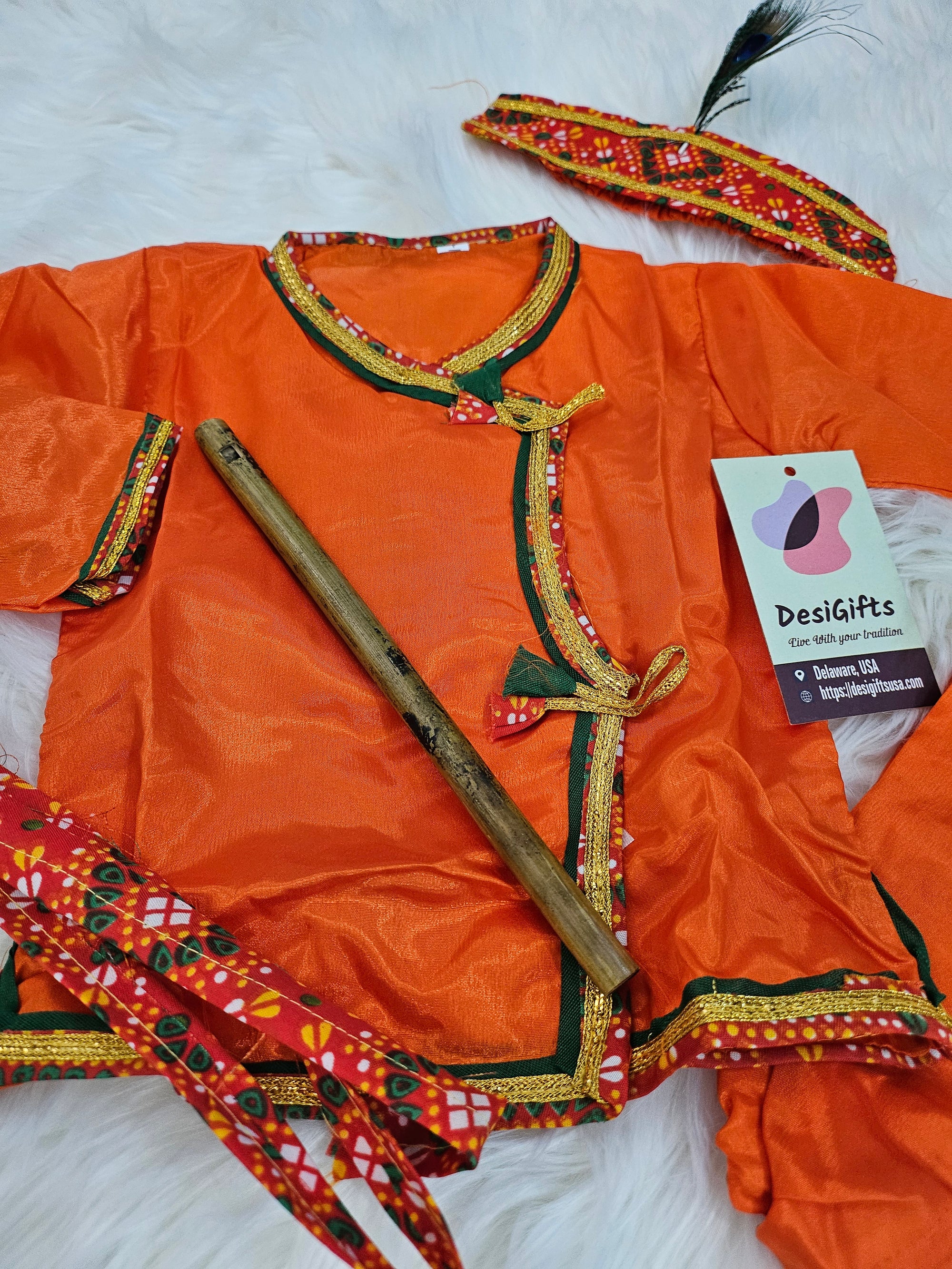 Kanha/Krishna Dress for Boys - Design# B-KSN=1395-96