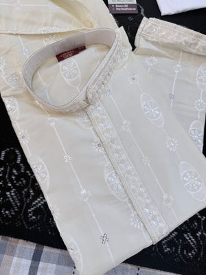 Men’s Embroidered Kurta Pajama Set with Sequin Work, Indian Ethnic Wear for Wedding & Festival, KPS-3024