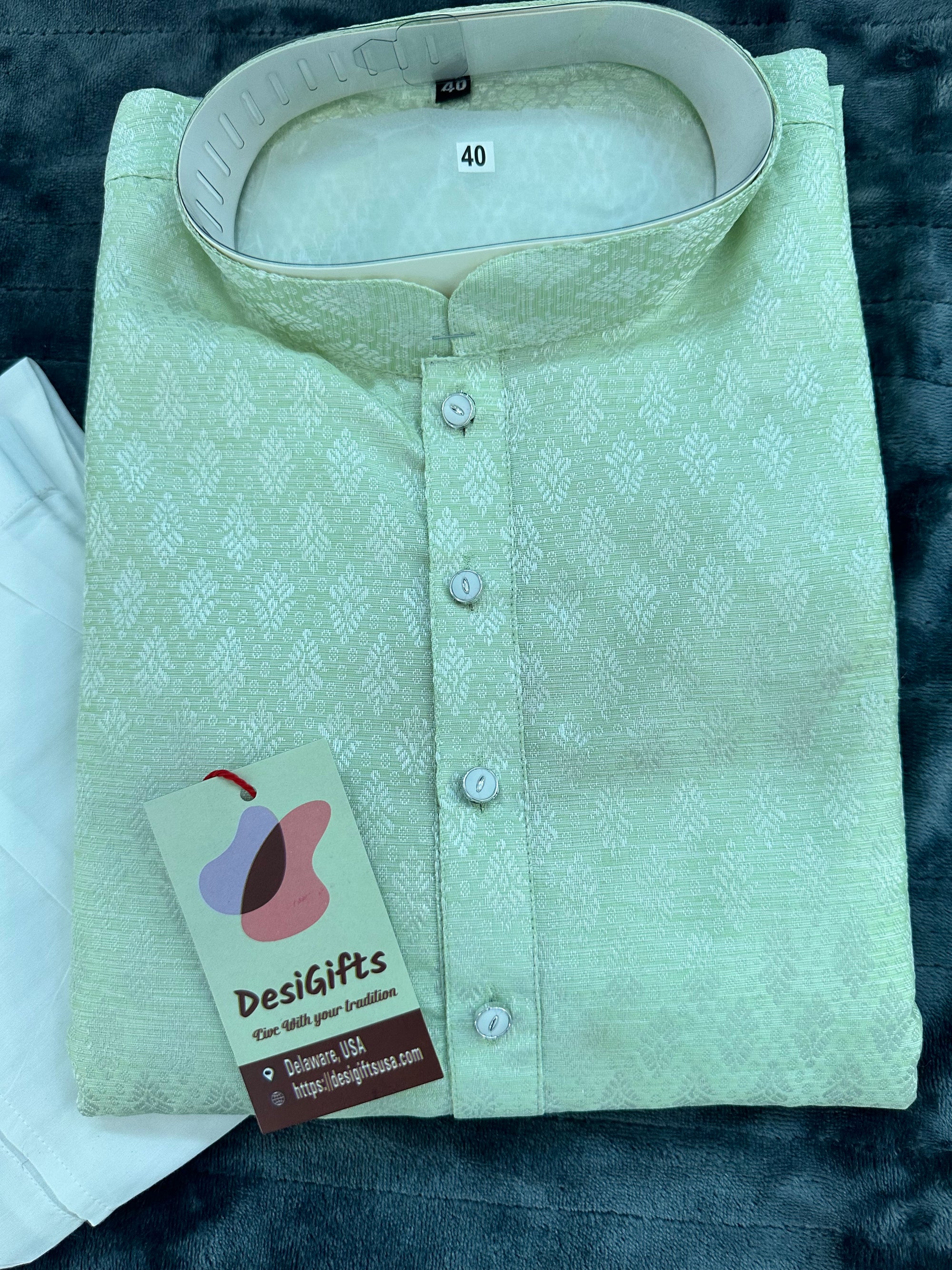 Light Green Shade Blended Silk Kurta Pajama Set for Party or  Occasion-Design KPS- 1410