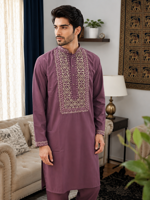 Men's Designer Embroidered Kurta Pajama Set | Traditional Indian Wedding & Festive Wear, KP - 1418-1419