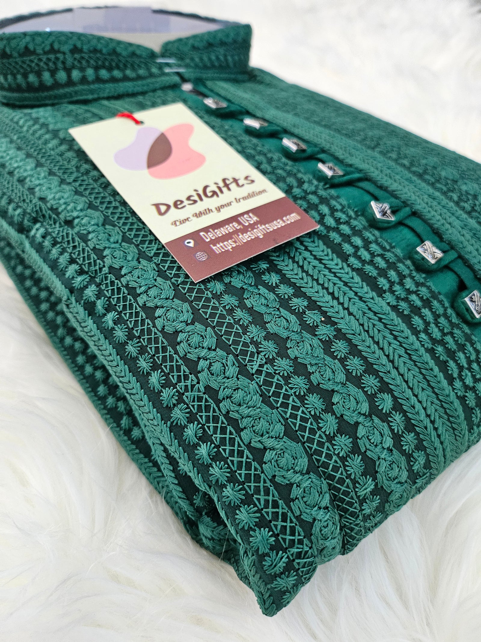 Elegant Forest Green Shade Chikankari Embroidered Georgette 2 Piece Kurta Pajama Set, Indian Party Wear Kurat, KP-1427