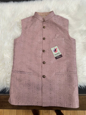 Luxurious Jacket / Waistcoat / Sadri for Man with Beautiful Embroidery & Sequins, Bright Light Pink Shade Nehru Jacket, Man's Jacket - 1455