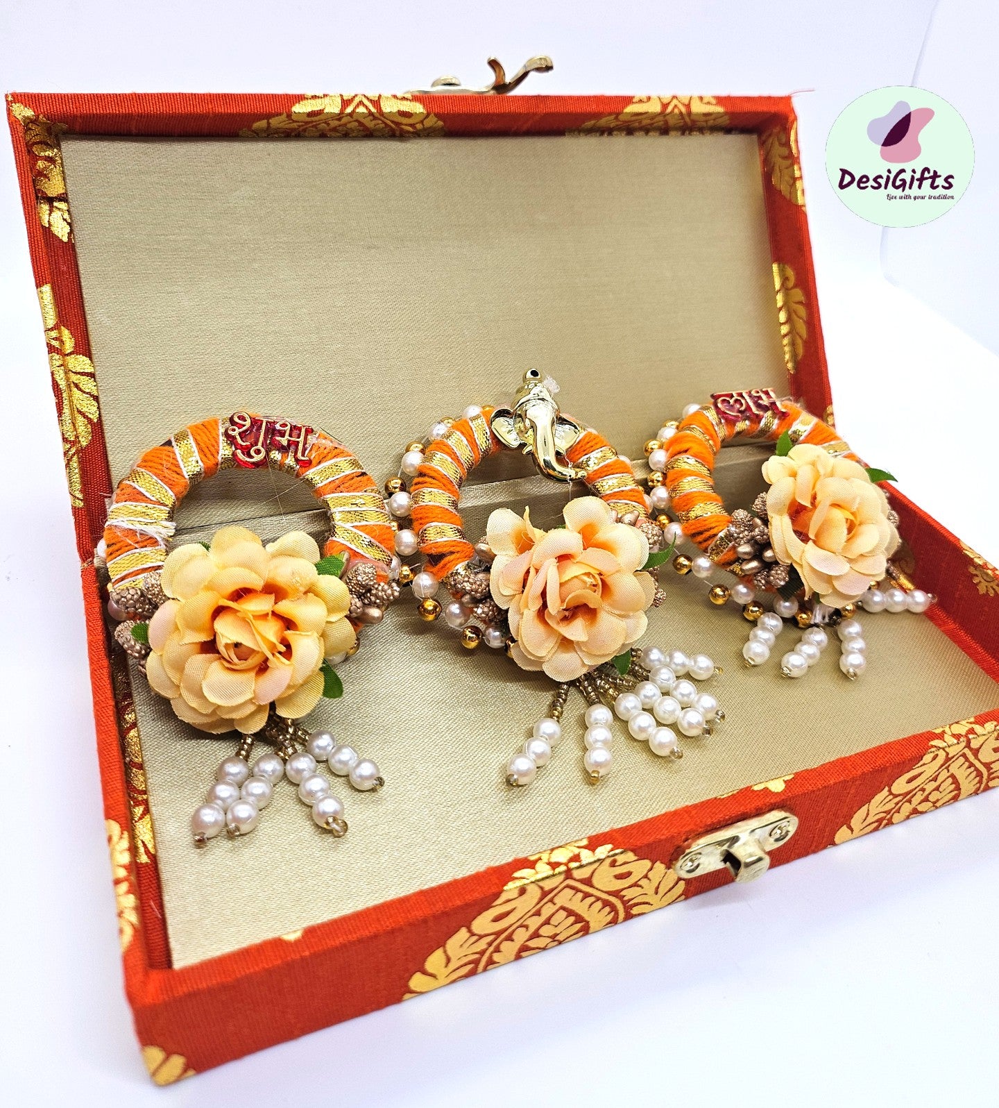 Auspicious Subh-Labh & Ganesha Wall Hanging Ring, Indian Festive Decor, Assorted Colors, Decor - 1461