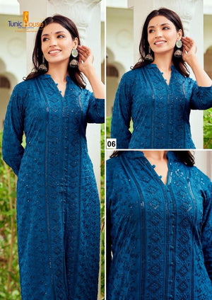 ChickanKari Embroidered Sequence Kurti, Viscose Sequence Rayon casual Top, Design WMN -1602