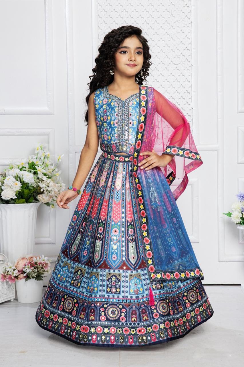 Gorgeous Blue Lehnga Choli, Indian traditional festive outfit for Princess, Girl Design GRL - 1558