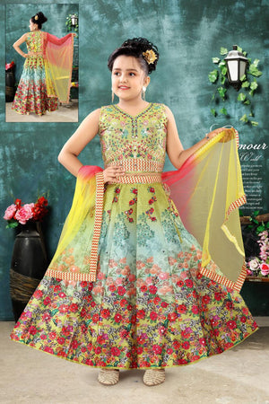 Gorgeous Yellowish Lehnga Choli, Indian traditional festive outfit for Princess, Girl Design GRL - 1559