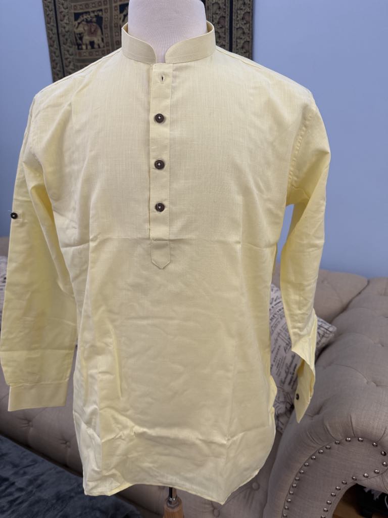 Buttermilk Yellow Shade Soft Cotton Short Informal Kurta -Design SK - 1518