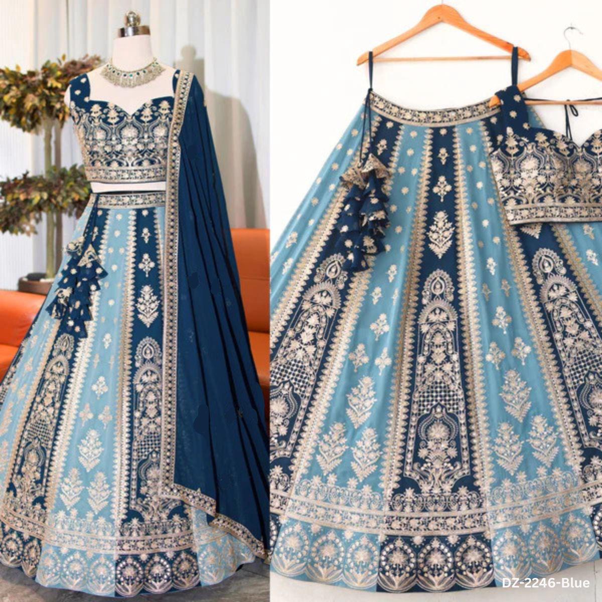 Georgette with Heavy Embroidery & Sequins Lehenga Choli 3 Pieces Ethnic Wear for Girls, Design LHG - 1528